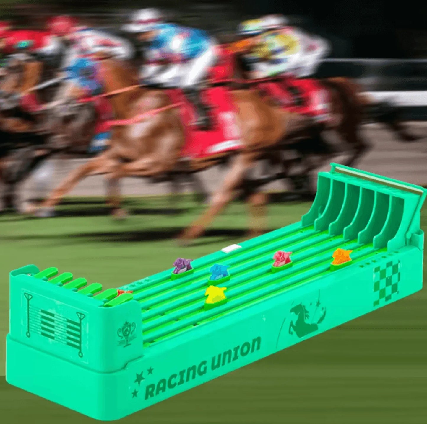Electric Tabletop Horse Racing Game with Spinning Track and Multiplayer Action