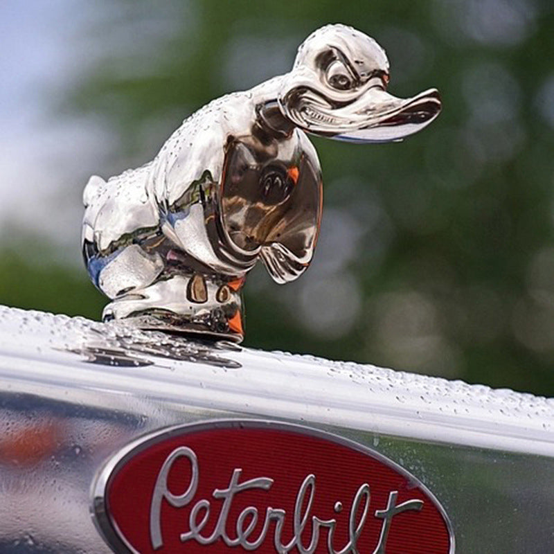 Duck Radiator Emblem with Chrome Plating and Pin Mounting, 6x4 Inches