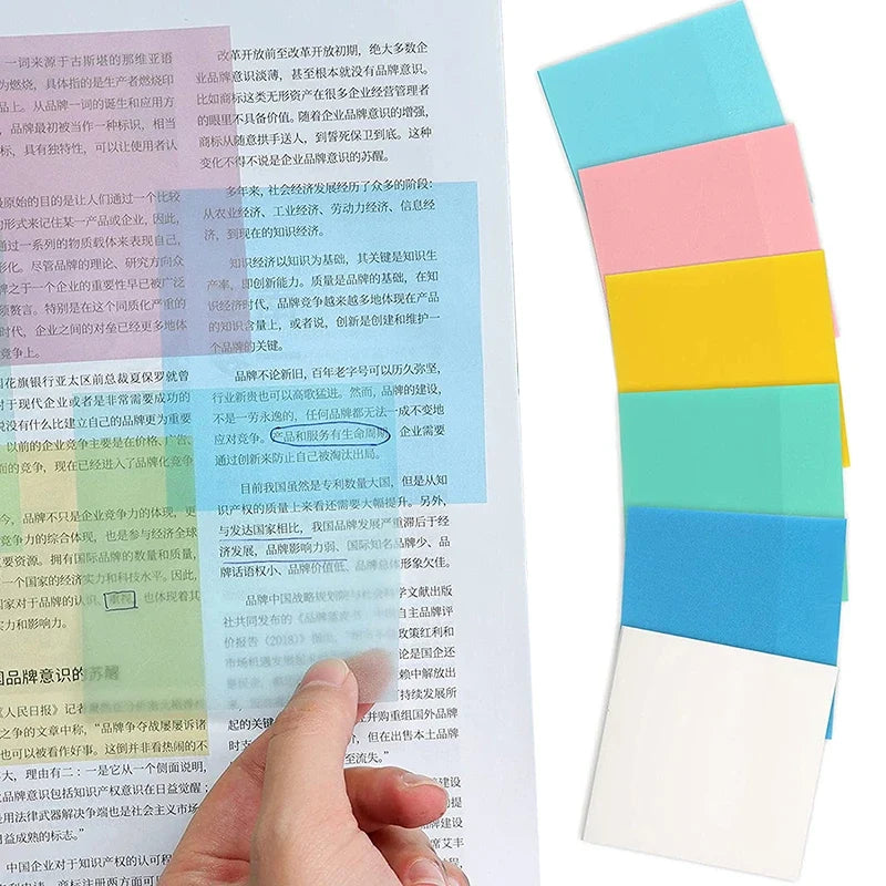Clear Sticky Notes for Study and Work, 3x2 Inches, 400 Sheets, 7 Colors