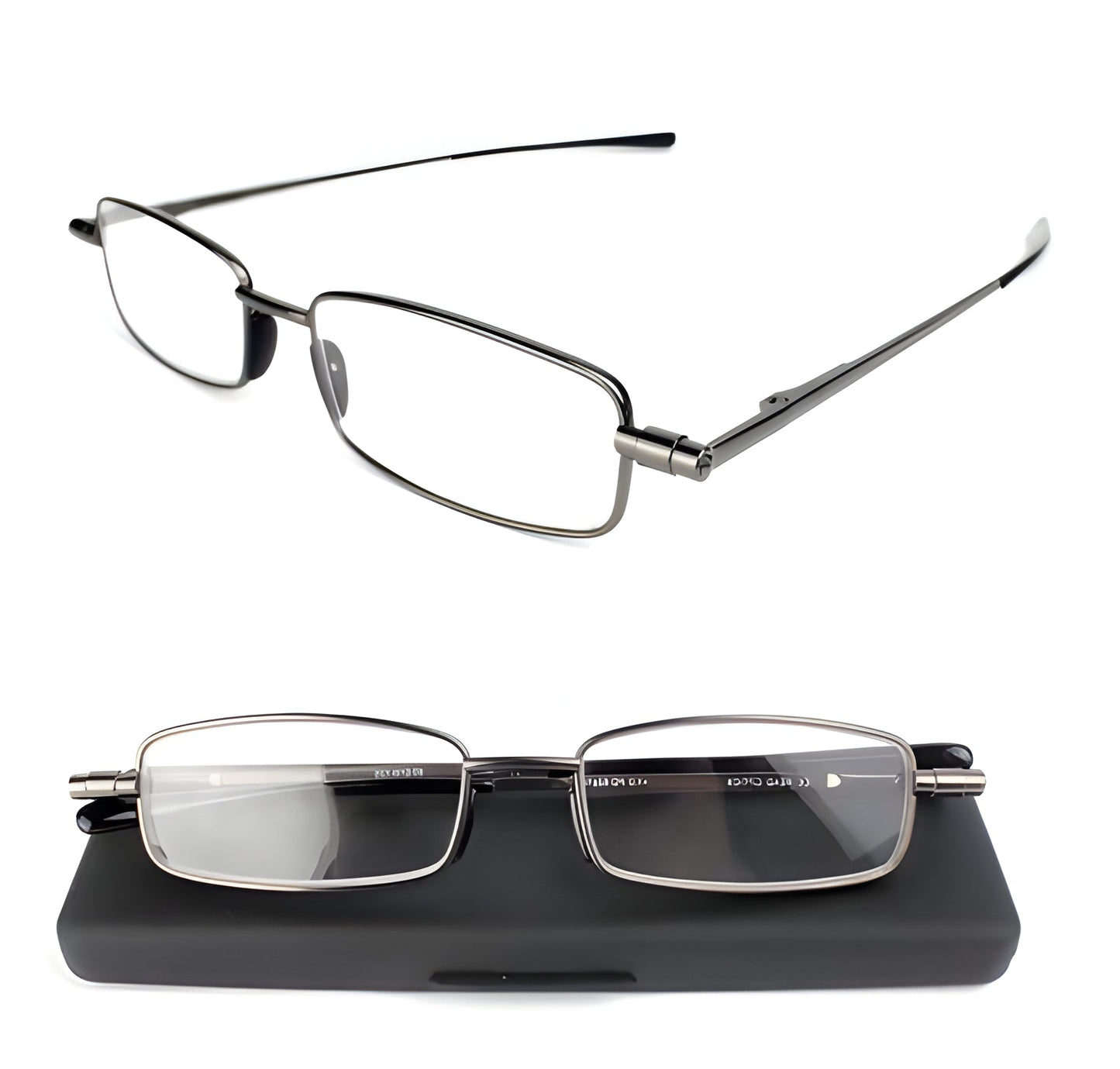 Folding Reading Glasses with 90° Spring Hinge and Stainless Steel Frame, Ultra Compact