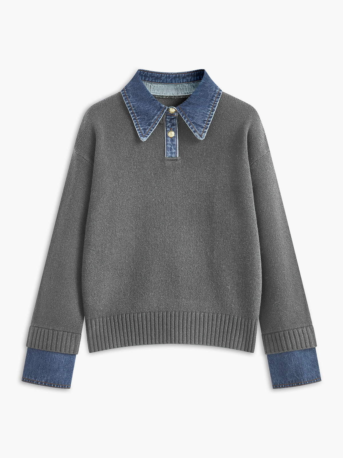Knit Cardigan with Metal Button Closure and Medium Stretch Fabric, Shift Fit