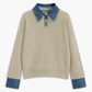 Knit Cardigan with Metal Button Closure and Medium Stretch Fabric, Shift Fit