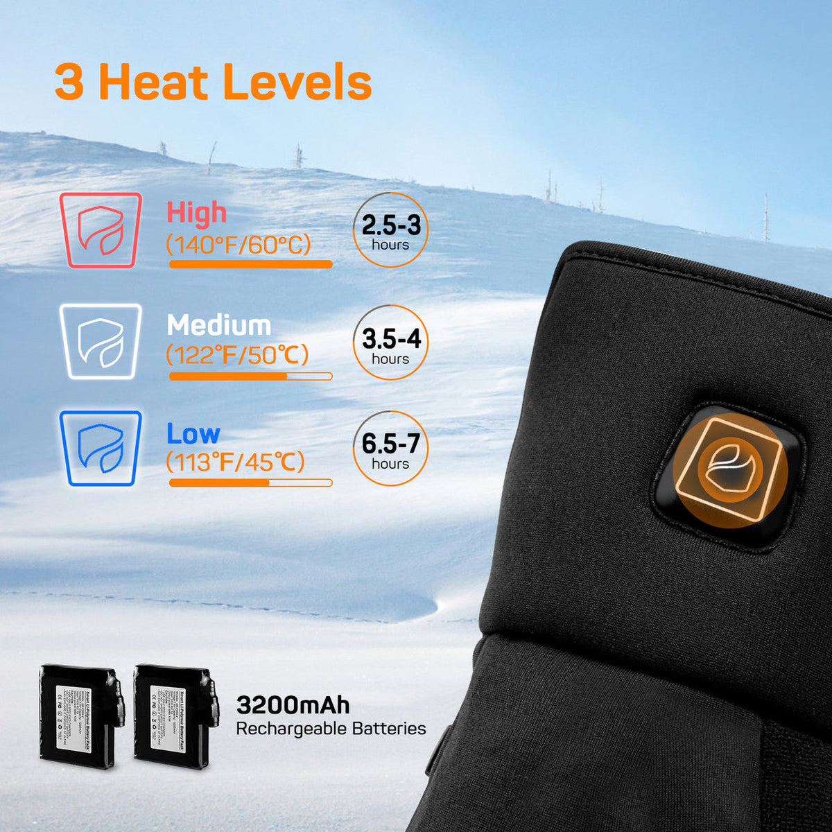 Heated Gloves for Men Women, 3200mAh Rechargeable Electric Battery, Thin Heated motorcycle Work Gloves Liners, Touch Screen Gloves Winter Hand Warmer for hunting skiing Snowboarding