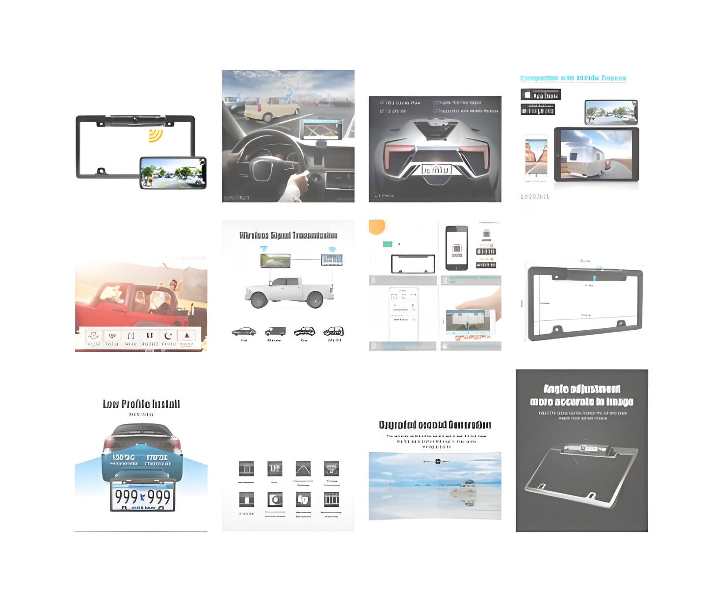 Wireless Backup Camera with 170-Degree View and Night Vision, License Plate Mount