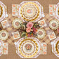 Sure! Here’s the revised sentence using your provided product data: Celebrate Thanksgiving in style with the Turkey & Gourds Table Setting by Sophistiplate, a fall-themed party-in-a-box that includes designer disposable plates adorned with turkeys and pumpkins, gold chargers, a floral centerpiece featuring pink roses, a plaid tablecloth, and matching napkins—all beautifully coordinated to create stunning Thanksgiving table decor when viewed from above.