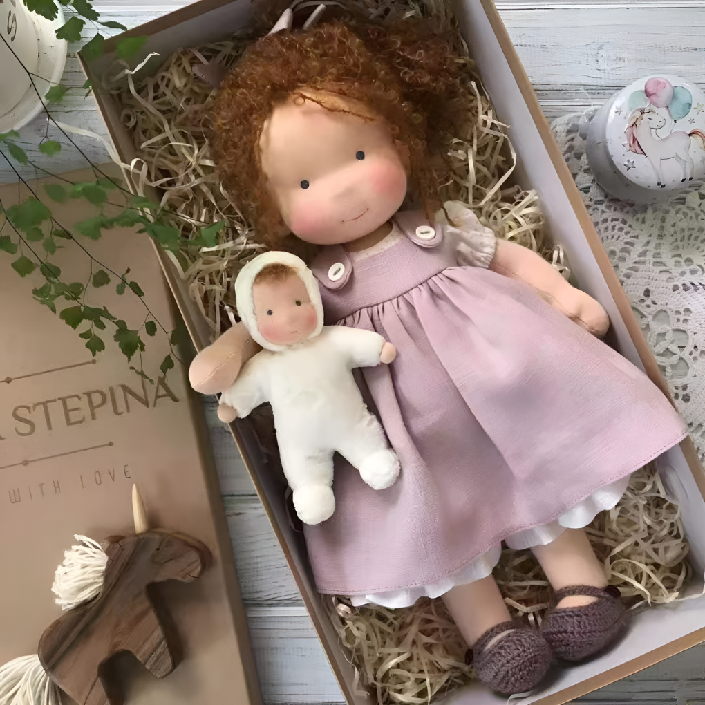 Soft Cotton Doll with Wool Stuffing and Neutral Features for Toddlers