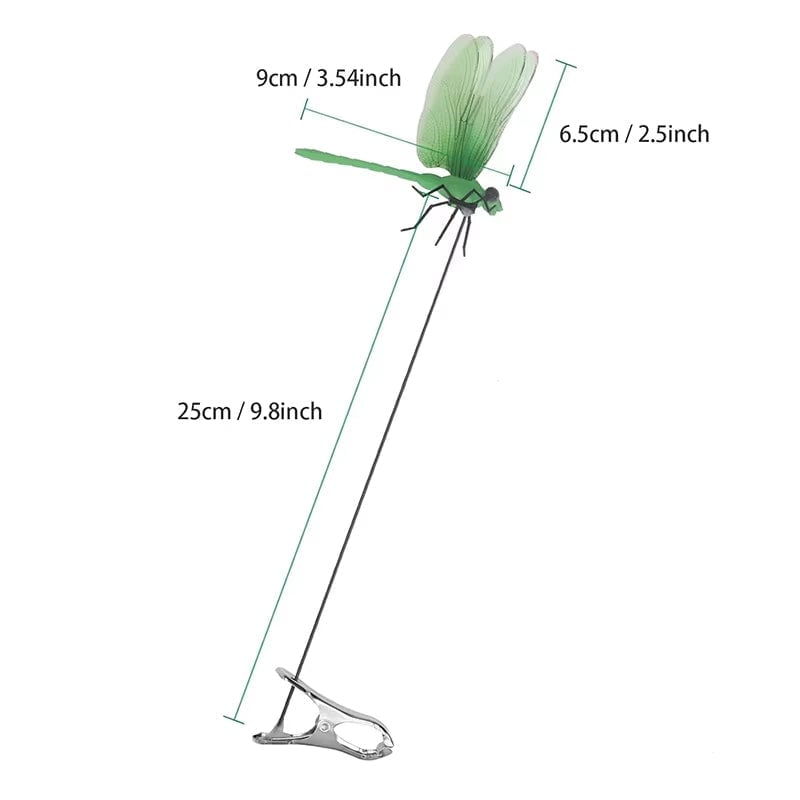 Realistic Dragonfly Clip with Metal Fastener and 3D Printed Wings for Insect Deterrent