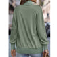 Womens Stand Collar Pullover with Partial Button Placket and Drawstring Neckline
