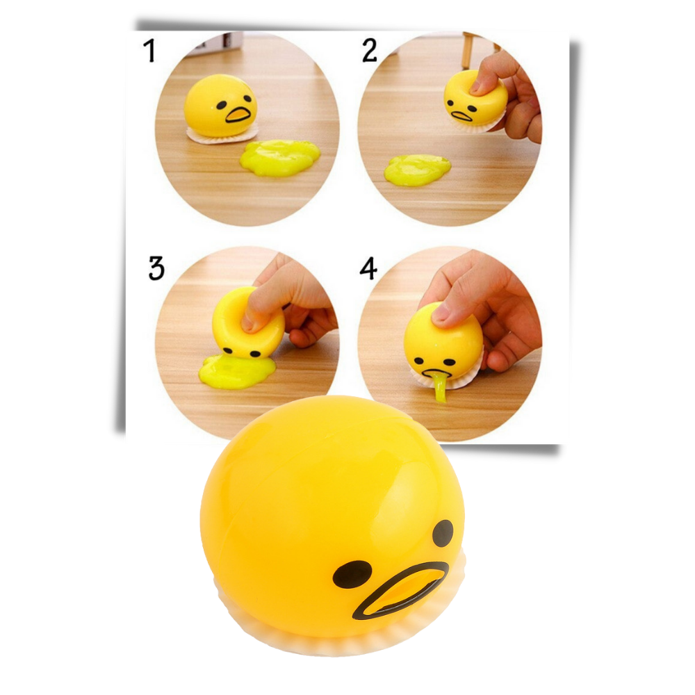 Vomiting Egg Toy with Projectile Goo Action and Suction Feature, 4 Colors