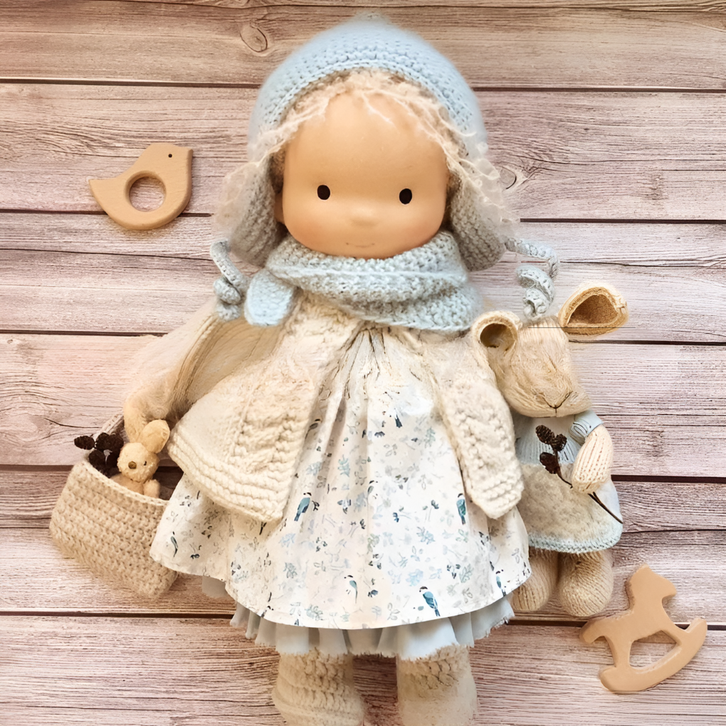 Soft Cotton Doll with Wool Stuffing and Neutral Features for Toddlers