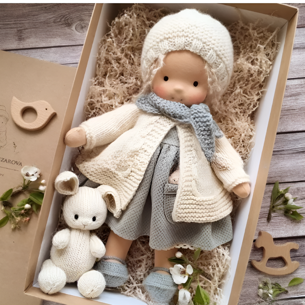 Soft Cotton Doll with Wool Stuffing and Neutral Features for Toddlers
