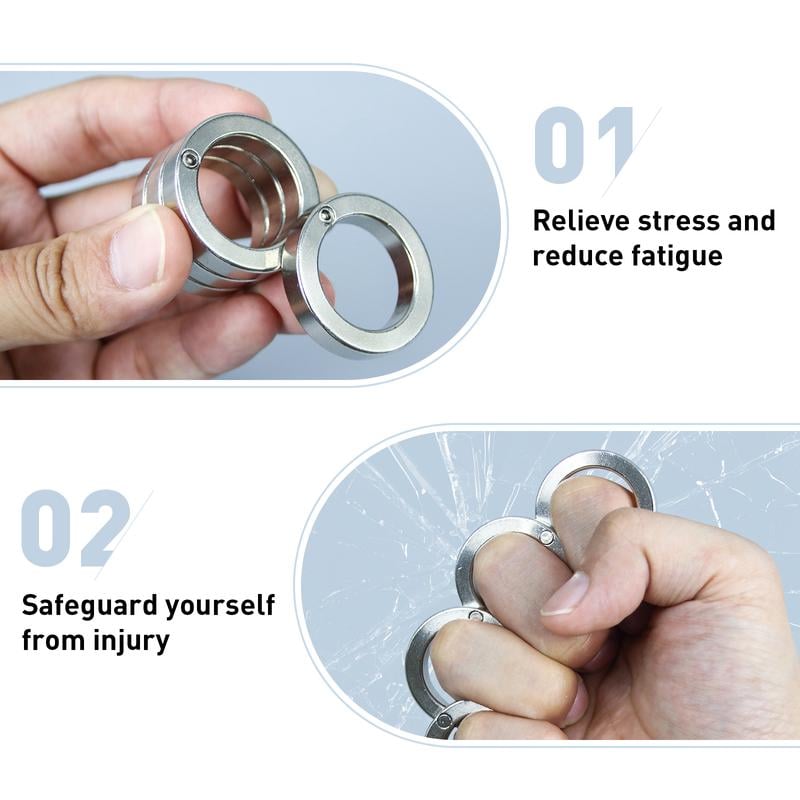 Metal Finger Ring with Four Finger Grip and Spring-Back Action, Silent  Operation