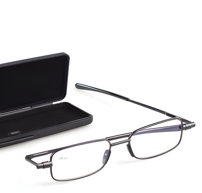 Folding Reading Glasses with 90 Degrees Spring Hinge and Stainless Steel Frame, Ultra Compact