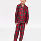 Plaid Button-Front Pajama Set with Elastic Waist Pants for Kids