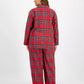 Plaid Flannel Pajama Set with Button Front Top and Elastic Waistband Pants