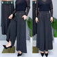 Wide Leg Pants with Pleated Front and Elastic Waistband, Wrinkle Resistant Cotton Blend