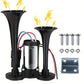 2026 Upgraded 12V 130DB Air Horn Dual Horn, Horn Kit with Air Compressor,Dual Electric Air Horns Kit with Compressor for Vehicles Trucks Pickup Trains Lorrys SUVs Cars Boats (12V SilverBlack) Alarm for Home Security, allveramart