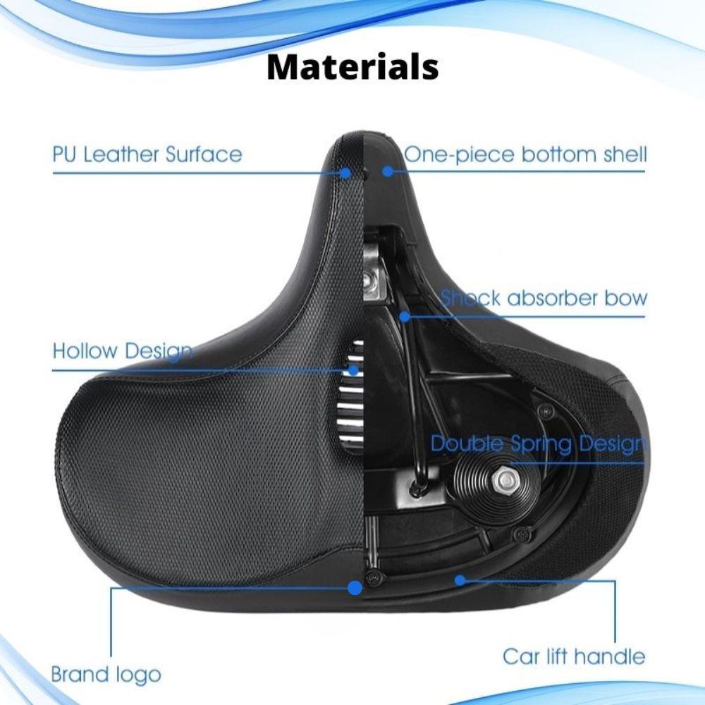 Oversized Bike Saddle with Dual Spring Suspension and Ventilated Foam Cushion