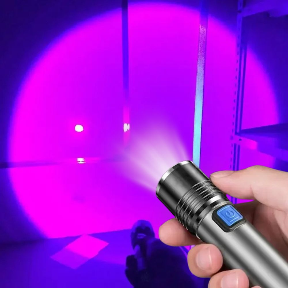 UV Flashlight with Zoomable Beam and Three Light Modes, Rechargeable