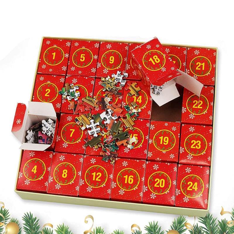 Puzzle Advent Calendar with 1008 Pieces and 24 Daily Boxes, Winter Scene
