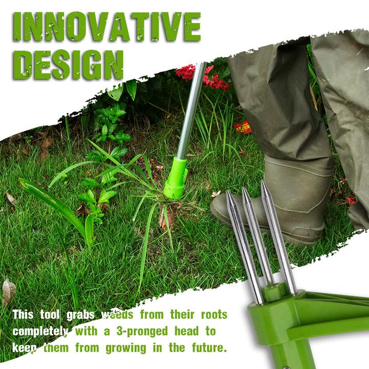 Standing Weed Puller with Triple Steel Claws and Foot Pedal, 50cm Handle