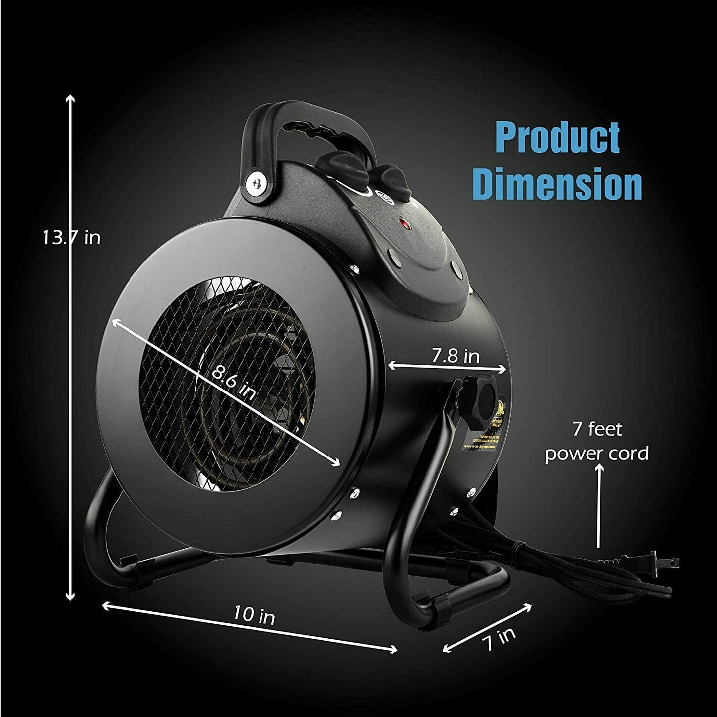 Space Heater for Greenhouse with Splash Resistance and Analog Thermostat, 1500W