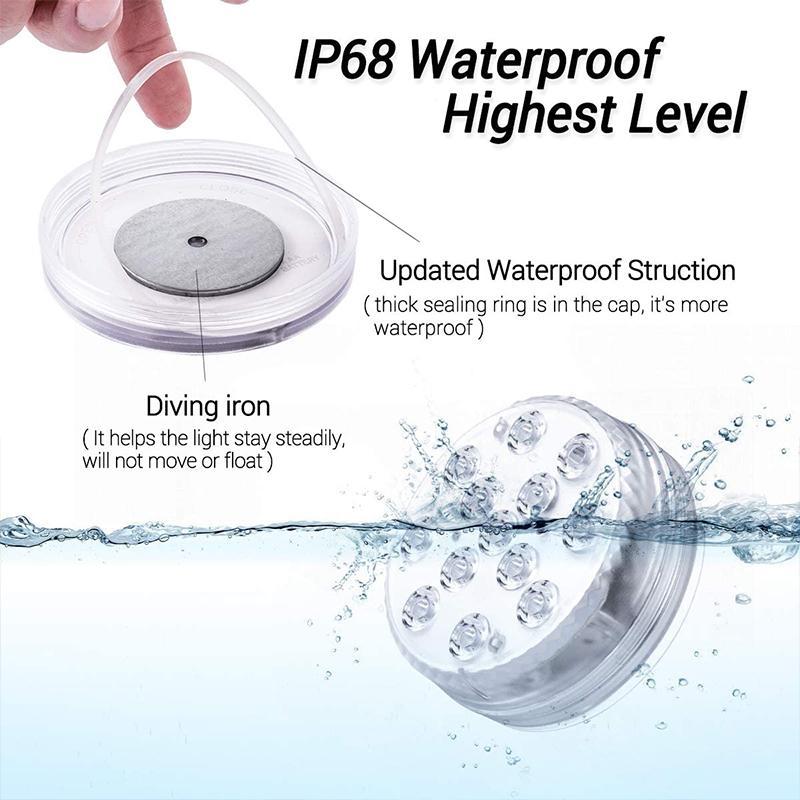 Color Changing Submersible Pool Light with 12-Color Remote and Automatic Modes