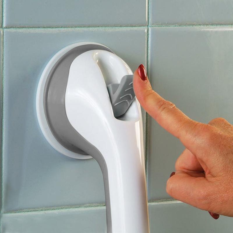 Suction Grab Bar with Textured Handle and Dual Suction Cups for Bathroom