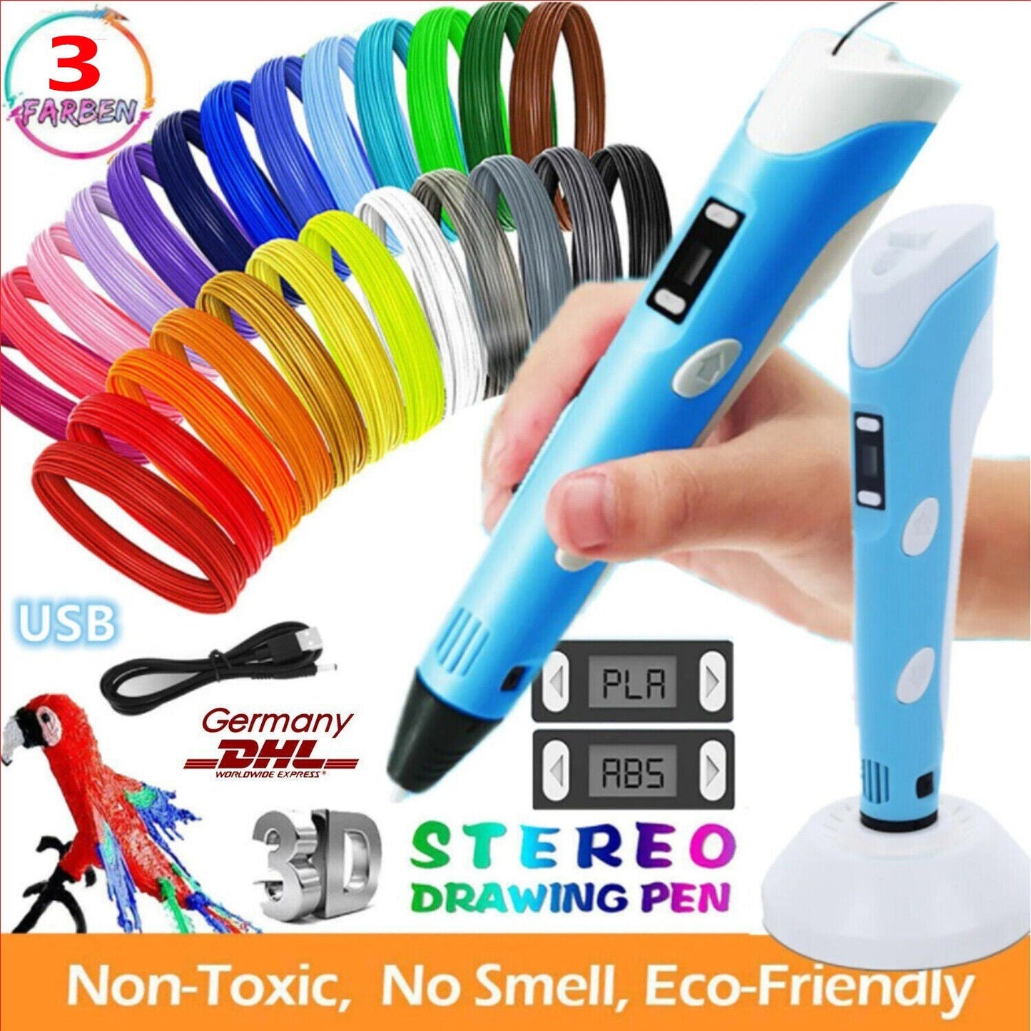 3D Printing Pen with Variable Speed Control and Cooling Safety System