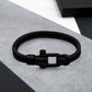 Men's Nautical Double Strand Black Matt D-Shackle & Black Rope Bracelet