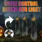 Glowing Witch Figures with Sound-Activated Sensors and Flickering Heads, Hand-Holding Formation