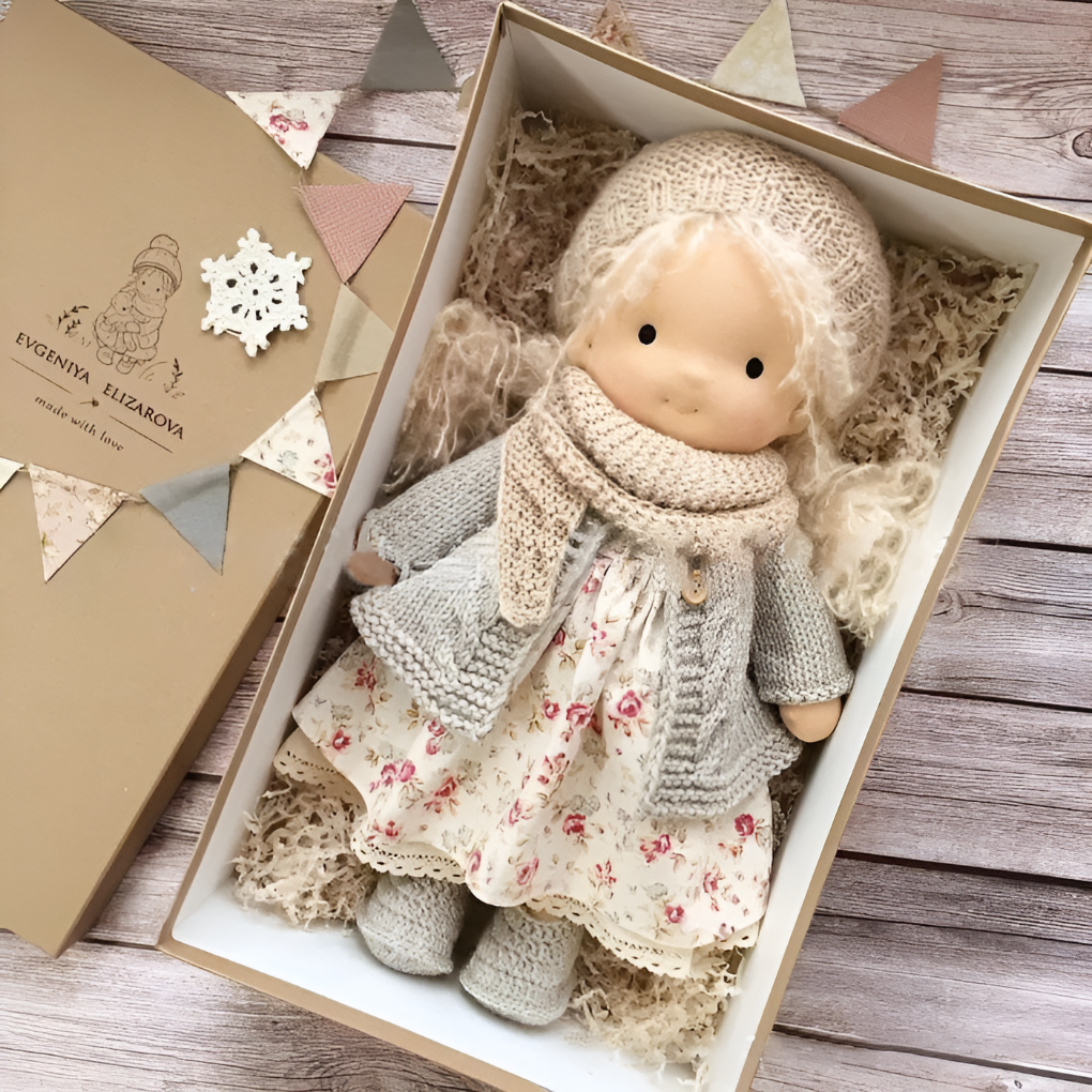 Soft Cotton Doll with Wool Stuffing and Neutral Features for Toddlers