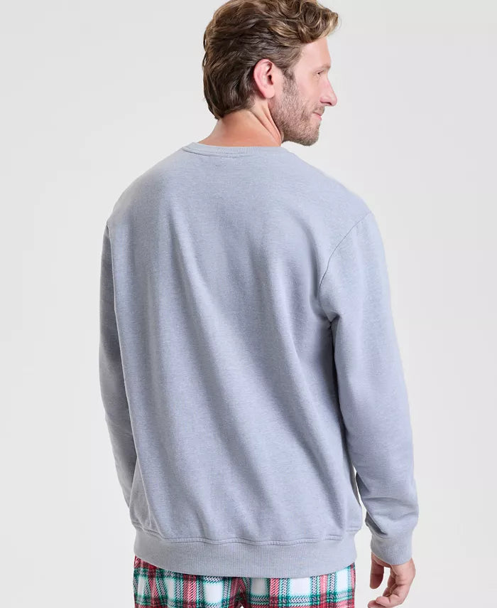 Plaid Appliqué Sweatshirt with Long Sleeves and Hip Length, Crewneck Style