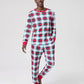 Plaid Flannel Pajama Set with Woven Cotton and Adjustable Drawstring, Long Sleeves