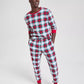 Plaid Flannel Pajama Set with Woven Cotton and Adjustable Drawstring, Long Sleeves