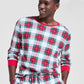 Plaid Flannel Pajama Set with Woven Cotton and Adjustable Drawstring, Long Sleeves