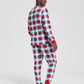 Plaid Flannel Pajama Set with Woven Cotton and Adjustable Drawstring, Long Sleeves