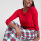 Flannel Pajama Set for Women with Plaid Pattern and Drawstring Waist