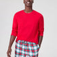 Plaid Flannel Pajama Set with Crew Neck Top and Elastic Drawstring Pants