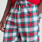 Plaid Flannel Pajama Set with Crew Neck Top and Elastic Drawstring Pants