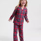 Plaid Button-Front Pajama Set with Elastic Waist Pants for Kids
