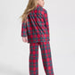 Plaid Button-Front Pajama Set with Elastic Waist Pants for Kids