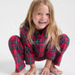 Plaid Button-Front Pajama Set with Elastic Waist Pants for Kids