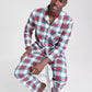 Woven Plaid Pajama Set with Button Front Top and Drawstring Pants, Side Pockets