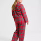Plaid Flannel Pajama Set with Button Front Top and Elastic Waistband Pants