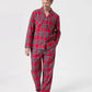Flannel Pajama Set with Plaid Print and Button Front Top, Machine Washable