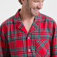 Flannel Pajama Set with Plaid Print and Button Front Top, Machine Washable