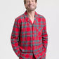 Flannel Pajama Set with Plaid Print and Button Front Top, Machine Washable