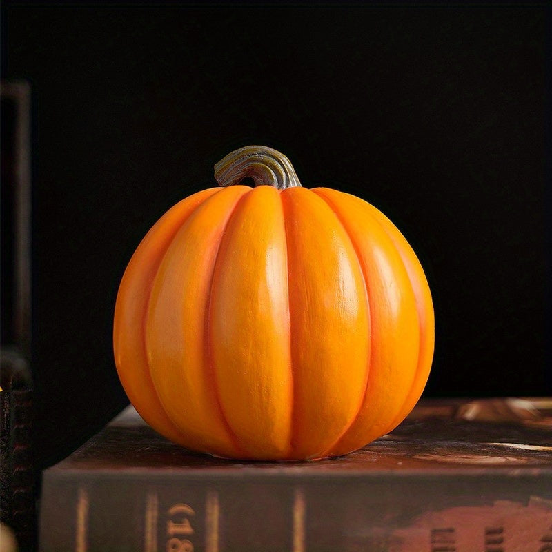 Carved Jack O Lantern Ornament with Skull Insert and Resin Construction