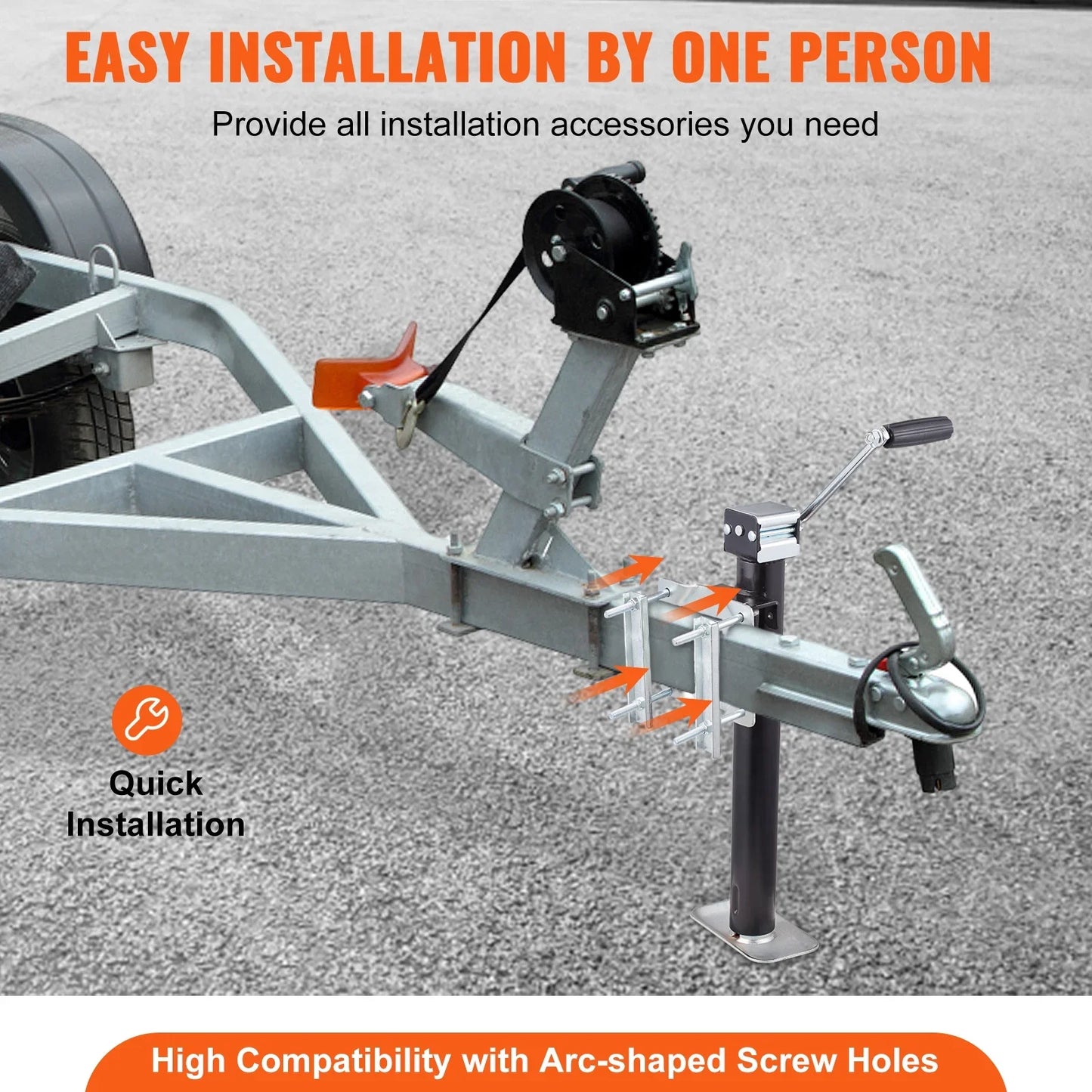 A Frame Trailer Jack with Drop Leg Extension and 5000 lb Capacity